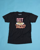 7-colour Got Taco tshirt, printed with colourfast, water-based inks on premium, pre-washed 100% soft black cotton. Unisex sizes: S-2XL