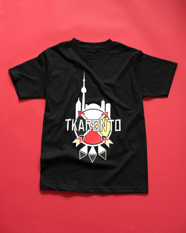 Tkaronto t-shirt, screen-printed In 4-colour on a black 100% cotton T.